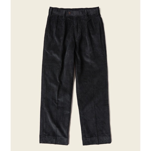 H&M Other - H&M Mens Black Pleated Corduroy Trousers Relaxed Fit Straight Leg Pants RN148862